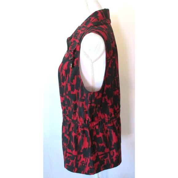 Chico's Weekends Women's Sleeveless Red & Black Full Zip Lightweight Jacket Lg. - Picture 4 of 10